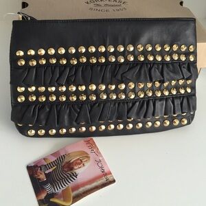 Betsy Johnson Clutch Black NWT. Gold studs